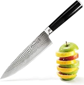 MICHELANGELO Professional Chef Knife 8 Inch Pro, German High Carbon Stainless Steel Knife with Ergonomic Handle - 01 8 Inch