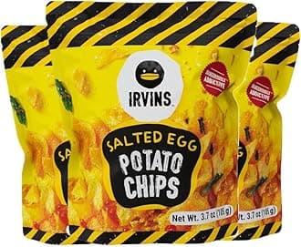 Salted Egg Potato Chips Crisps – Premium Hand Cooked, Halal, Keto-Friendly, High Protein Snack, Dangerously Addictive, Real Salted Egg, Made in Singapore (3.3 oz, Pack of 3)