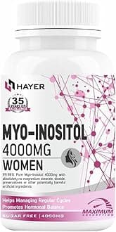 HAYER PCOS Supplements For Women With Myo-Inositol, PCOD Ayurvedic Medicine, D-Chiro-Inositol & Shatavari Supplement Recover Irregular Periods For Better Balance Cycle-60 Tablet (No Gummies Pack 1)
