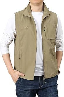 Gihuo Men's Golf Lightweight Photo Vest Fishing Travel Safari Vest Softshell Causal Sleeveless Jacket Outerwear