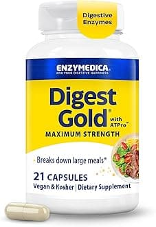 Enzymedica Digest Gold + ATPro, Maximum Strength Digestive Enzymes, Helps Digest Large Meals for Instant Bloating Relief, 21 Count