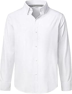 Boy's Long Sleeve Oxford Dress Shirts Solid Casual Button Down Collar Shirt Kids Formal Uniform Tops