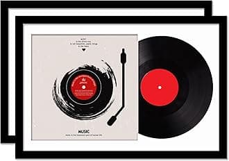 Vinyl Record Frame for the Wall Display Album Cover, Black 16x24 Frame for any 12 Inch LP Record with Cover - 2 Packs/Black