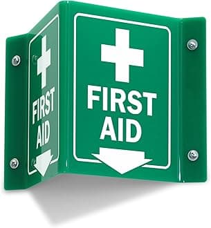 Projecting V-Sign : First Aid with Down Arrow, PVC Water Proof Sticker Fixed on SunBoard