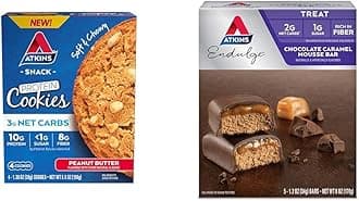 Atkins Peanut Butter Protein Cookie 4 Count and Chocolate Caramel Mousse Bar 5 Count Bundle