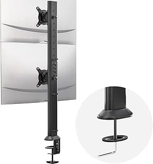 HEMUDU Dual Monitor Articulating Desk Mount Arm Stand - Vertical Stack Screen Supports Two 13 to 34 Inch Computer Monitors with C Clamp