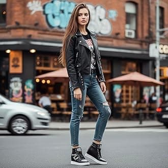 Ckrola Womens Fashion Platform Shoes Hidden Wedge Heel High Top Sneakers for ...