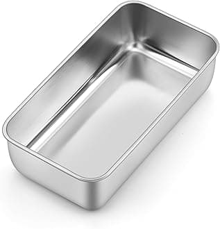 P&P CHEF 9 inch Loaf Pan, Stainless Steel Bread Baking Pan, Metal Bakeware For Bread Cake Toast Meatloaf Lasagna, Healthy & Non Toxic, Brushed Surface & Easy Clean, Oven & Dishwasher Safe