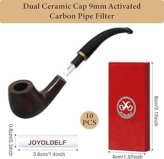 Joyoldelf Smoking Pipe Accessories Kit - 10 Metal Balls, 50 Pipe Cleaners, 20 Pipe Filters (9mm), 2 Cork Knockers, 2 Pipe Bits, 1 Pipe Scraper, 1 Reamer and a Pipe Pouch