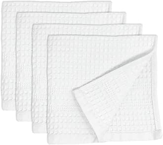Gilden Tree 100% Natural Cotton Classic Waffle Weave Washcloth Set of 4 (White)