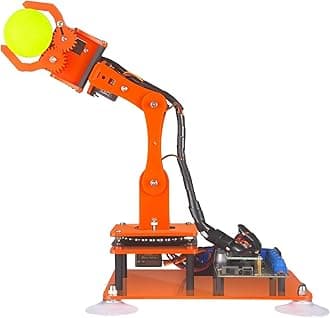 Adeept 5DOF Robotic Arm Kit Compatible with Arduino IDE, Programmable DIY Coding STEM Educational 5 Axis Robot Arm with OLED Display Processing Code and Tutorials - Orange