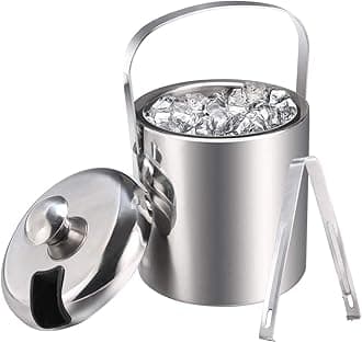 Oban Stainless Steel Silver Double Wall Ice Bucket with Lid