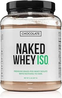 NAKED Chocolate Whey Isolate Protein - Only 6 Ingredients, 30g Grass-Fed Protein, Undenatured, No GMO, No Soy, Gluten-Free, No Preservatives - 24 Servings