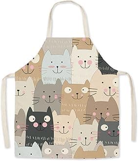 Cat Apron Cute Cooking Apron for Women Men Chef Funny Aprons Kitchen Baking Painting Gardening and Party