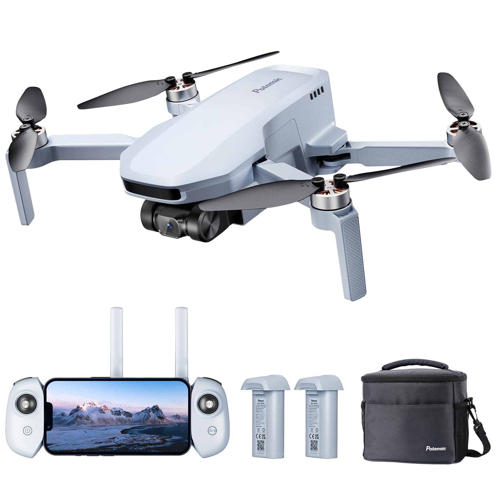 Potensic ATOM SE GPS Drone with Camera 4K, 62 mins Flight Time, < 249 g, 4KM Transmission, EIS - ShakeVanish Tech, Max Speed 16m/s, RC Quadcopter, Auto Return/Follow Me, Camera Drone for Adult