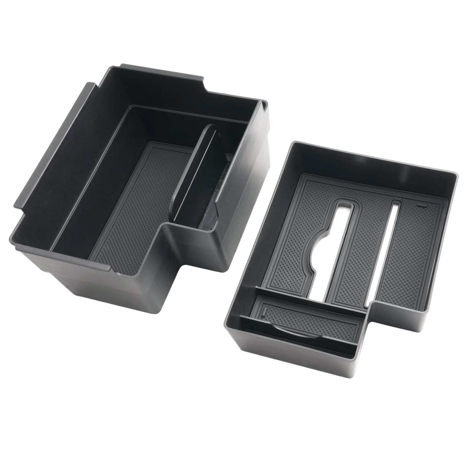 Double Layer 2020-2025 Explorer Center Console Organizer for Ford Explorer All Trims (Active/ST-Line/Platinum/ST), Durable ABS Plastic 2023 2024 2025 Explorer Armrest Tray, Tissue Box Holder