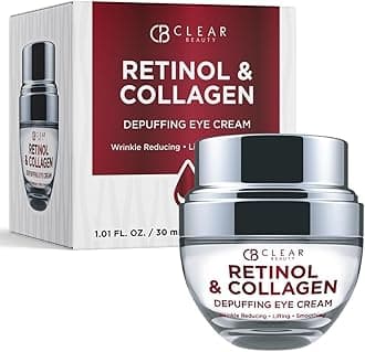 Clear Beauty Retinol Eye Cream with Collagen - Anti-Aging, Hydrating & Reduces Puffiness & Wrinkles - Dermatologist Tested, Cruelty-Free Korean Skin Care for All Skin Types - 1.01 Fl. Oz