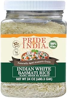 Pride Of India - Extra Long Indian Basmati Rice - Naturally Aged Aromatic Grain, 1.5 Pound Jar