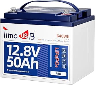 Timeusb 12V 50Ah LiFePO4 Battery Built-in 50A BMS, 15000+ Deep Cycle Lithium Battery Perfect with Grade A Battery Cells for RV, Boat, Fishing Finder, Trolling Motor, Kayak