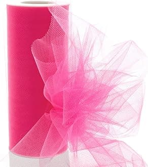 HairBow Center LLC 6" Premium Tulle Fabric Roll for Crafts, Wedding, Party Decorations, Gifts - Shocking Pink 25 Yard Spool