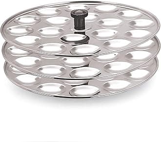 Dynore Stainless Steel Small/Mini Idli Maker 3 Plate Stand/Pot,Makes 54 Mini Idlis at Once. (Silver) (18x3)