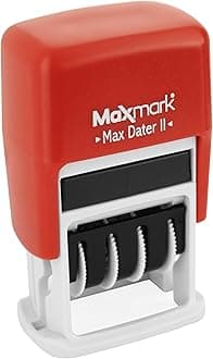 Maxmark Max Dater Self-Inking Phrase Date Stamp - Red Ink COMPLETED Red