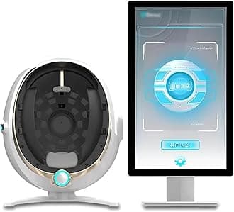 3D Skin Analyzer Machine, Professional Facial Moisture Analyzer, Skin Detector with LCD Display Screen, for Home Beauty Care,White-MJ-21.5in