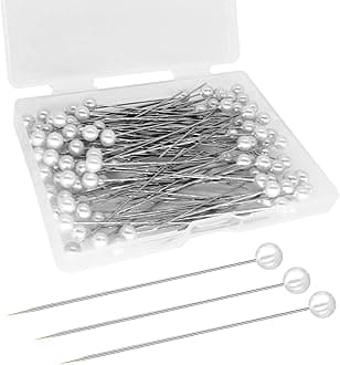 Corsage Boutonniere Pins, Teardrop Pearl Ball Head Pins, Long 2.5inch Sewing Pins for Fabric, White Straight Bouquet Pins for Wedding, Jewelry DIY Decoration, Quilting and Craft (100pcs pins-Long)