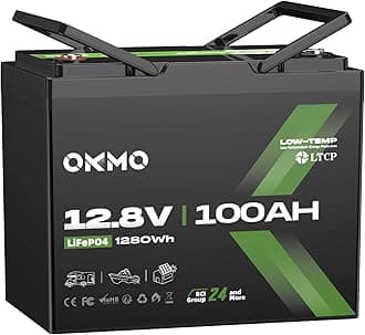 OKMO12V 100Ah LiFePO4 Battery,Group 24 Lithium Battery 100A BMS，10 Years Lifetime 15000+ Deep Cycles,for Marine, RV, Trolling Motor, Boat, Camper, Solar Home Storage Iron Phosphate Battery
