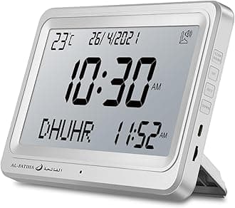 Azan Clock, Automatic Worldwide Digital 8 Azan Prayer Sounds Muslim Prayer Clock for USA Home Decor (White)
