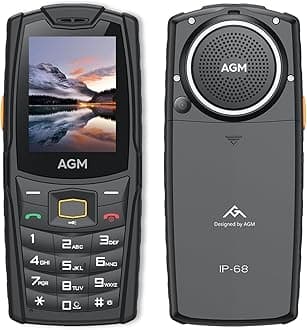 AGM M6 Rugged Mobile Phone, 4G Basic Feature Phone Unlocked, Waterproof/Drop-Proof, IP68/69K,Large Buttons | Large Font, 109dB Powerful Speaker, Dual SIM Cards, 48+128MB, 2500mAh