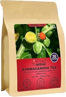 FullChea - Ashwagandha Tea, 2.5g X 30 Count - Sourced from India - Premium Natural Dried Cut & Sifted Root - Non-GMO - Caffeine-free - Rich in Antioxidants & Boost Energy