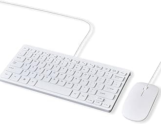 Wired Keyboard and Mouse Combo Slim & Quiet, USB Connection, Compact Keyboard, US English, White