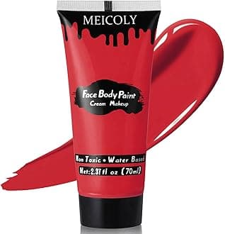 MEICOLY Devil Red Face Body Paint,2.37Oz Large Tube Water Based Washable Face Paint for Halloween Makeup,Cream Full Body Paint for Adults and Kids,Face Painting for Clown Joker Demon Vampire Spiderman