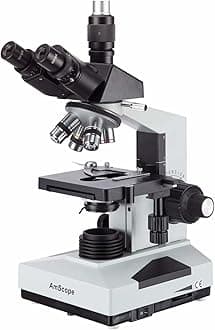 AmScope T490B Compound Trinocular Microscope, 40X-2000X Magnification, Halogen Light, Abbe Condenser, 2-Layer Mechanical Stage, High-Resolution Optics, Awarded No. 6 Among The Top 10 Microscopes 2016