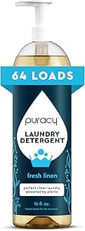 Puracy Laundry Detergent - Enzyme-Powered Liquid Laundry Detergent Concentrate, Natural Laundry Detergent Seen on TikTok, Non-Toxic (Fresh Linen, 16 fl oz, 64 Loads)