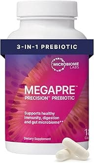 Microbiome Labs MegaPre Prebiotic Blend - Clinically Tested Oligosaccharides Fiber to Support Immune Health, Digestion & Gut Barrier - Prebiotics Supplement for Women & Men (180 Capsules)