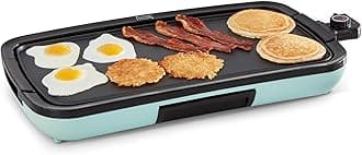 Deluxe Everyday Griddle - Electric Griddle with Removable Plate - Nonstick, Easy-Clean Surface & Anti-Slip Base - Recipe Book Included - Aqua