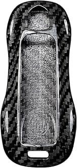 M.JVisun Genuine Carbon Fiber Key Fob Cover For Porsche 911 Carrera 918 Cayenne Coupe For Macan For Panamera Taycan Smart Car Remote Key Fob Case Skin For Men Women - C Style - Black