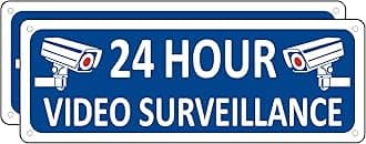 Video Surveillance Signs Outdoor, (2 Pack) Metal Security Camera Sign for Home, 10" x 3.5" Camera in Use Sign Outdoor, Blue Aluminum Monitoring Sign