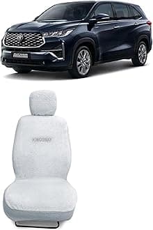 Kingsway® Innova Hycross Seat Cover for (Year 2023 Onwards), Towel Fabric Car Seat Covers Compatible with Toyota Innova Hycross 8 Seater (Car Specific Set Front + Rear Seat Covers), White Color
