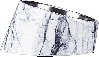 SUPERDESIGN Mess Free 15° Slanted Bowl for Dogs and Cats, Tilted Angle Bulldog Bowl Pet Feeder, Non-Skid & Non-Spill, Easier to Reach Food S/150ml Marble Pattern