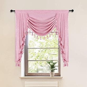ELKCA Pink Curtain Valance for Girl Room Thick Chenille Princess Window Curtains Valance for Living Room (W39 Inch, 1 Panel)