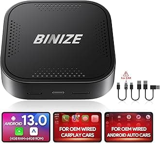- Binize Wireless CarPlay Android AUTO Multimedia Video Box 4G Cellular,4GB+64GB,8Core,Android 13 Built-in Navigation Support SIM&TF Card Bluetooth Support Car with OEM Wired CarPlay/Android Auto
