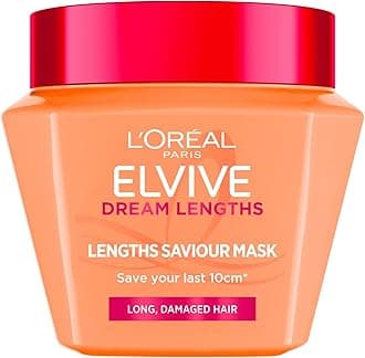 L'Oréal Paris Hair Mask For Long Damaged Hair, Elvive Dream Lengths Saviour Mask With 15% Restoring Castor Oil And Keratin, Reinforces Lengths And Repairs Damage From Root To Tip For Shiny Hair