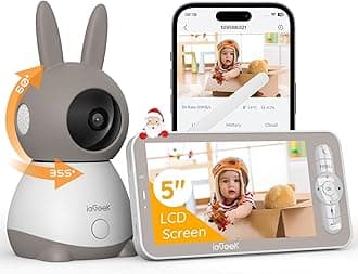 Baby Monitor with 2K HD Resolution, Pan-Tilt-Zoom Video Baby Monitor Camera, 5'' LCD Screen & App Control, Night Vision, Cry and Motion Detection, Temp & Humidity Sensor, Two Way Audio, VOX