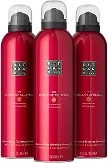 RITUALS Shower Foam The Ritual of Ayurveda Value Pack - Shower Gel with Indian Rose and Almond Oil - Cleansing Foaming Shower Gel - Economy Pack, 3 x 200ml