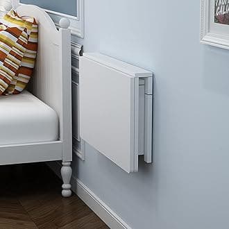 Wall Mounted Table Kitchen, White Wood | Folding Drop Leaf Dining Table Corner Computer Desk for Small Spaces Laptop Desk Bedside Gaming Workstation, 60 70 75 80 90 100 120cm