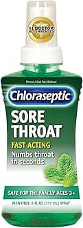 Sugar-Free Sore Throat Relief Spray, Menthol, Spray Soothes Throat Pain in Seconds, 6 Fl Oz