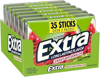 EXTRA Sweet Watermelon Sugar Free Chewing Gum Pack, 35 Sticks (Pack of 6), Mega Bulk Gum